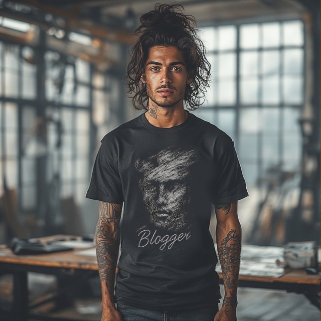 T-shirt Blogger Brush Art Face ,Creative Expression tee (Créateur téléchargé)