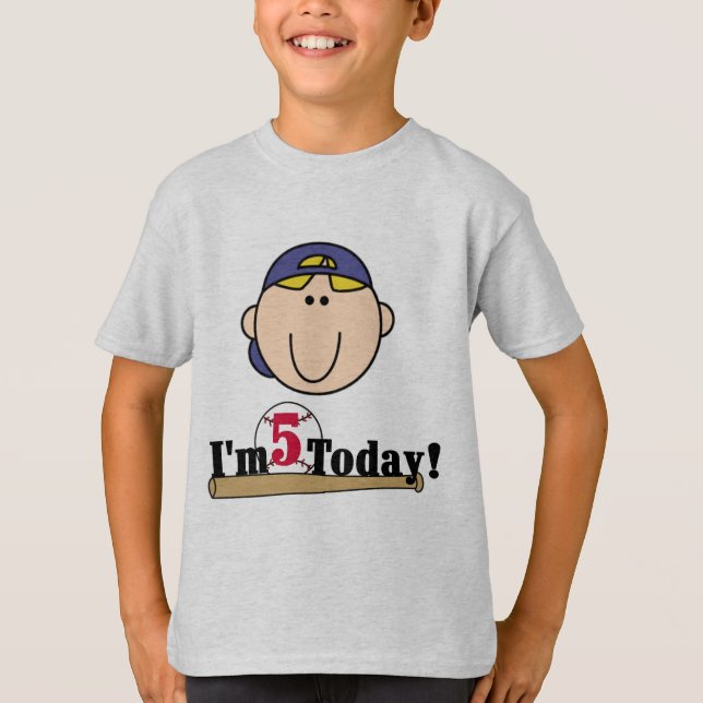 T-shirt Blond Boy Baseball 5e anniversaire (Devant)