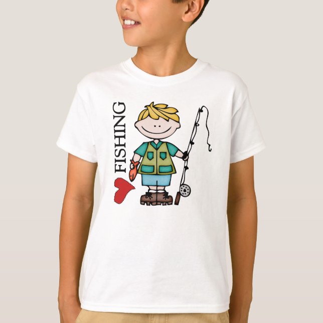 T-shirt Blond Boy I Love Fishing (Devant)