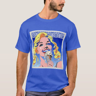 T-shirt Blonde mangeant une glace dans le style Pop Art co