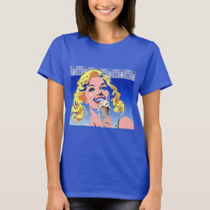 T-shirt Blonde mangeant une glace dans le style Pop Art co