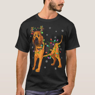 T-shirt Bloodhound Chien Éclairage Reindeer Casquette Bloo