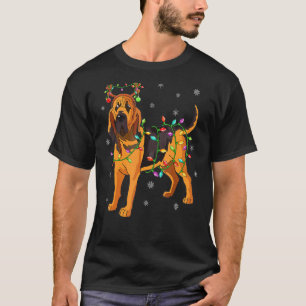 T-shirt Bloodhound Chien Éclairage Reindeer Casquette Bloo