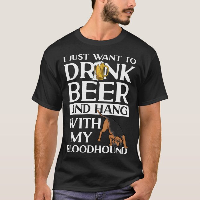 T-shirt Bloodhound Dog Beer (Devant)