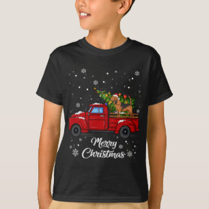 T-shirt Bloodhound équitation Camion Rouge Merry Xmas Tree