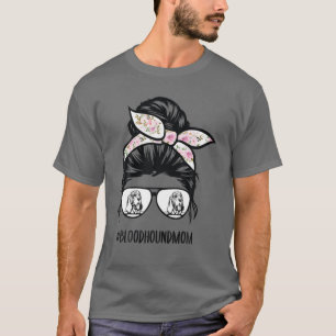 T-shirt Bloodhound Maman Messy Bun Lunettes de cheveux