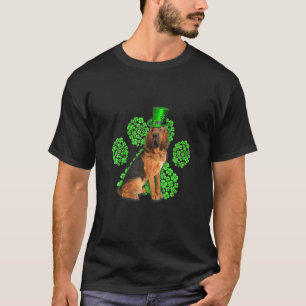 T-shirt Bloodhound Shamrock Paw Clovers St Patrick's Day F