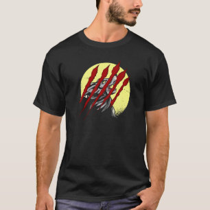 T-shirt Bloody Scratches Pleine lune Howling Wolf Werewolf