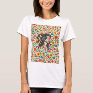 t shirt bloom burst -multi colour flower art tee