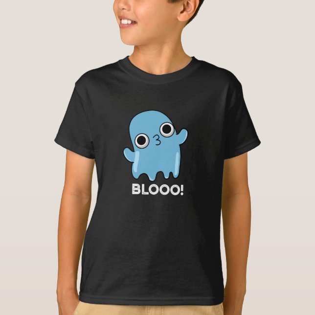 T-shirt Blooo Funny Blue Ghost Pun Dark BG (Devant)