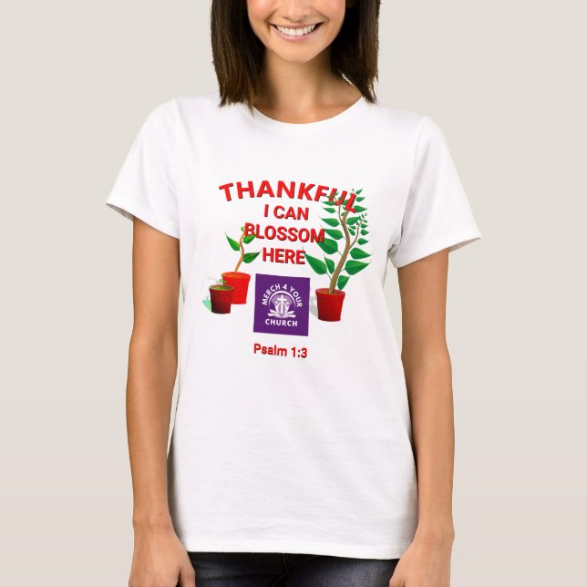 T-shirt Blossom plantée ici Église chrétienne AJOUTER LOGO (Devant)