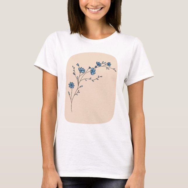 T-shirt Blossoms bleus en fleurs (Devant)