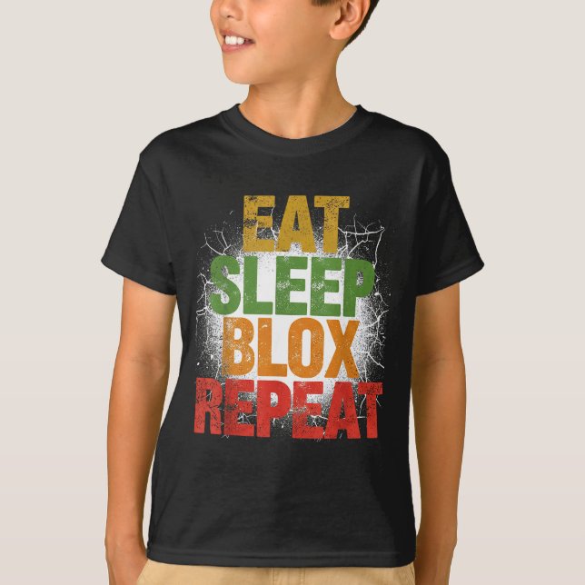T-shirt Blox Gaming _ Eat Sleep Blox Repeat _ Kids Gaming  (Devant)