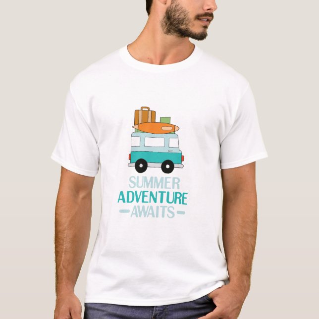 T-shirt Blue Cartoon Van Best Family Aventure Vacances (Devant)