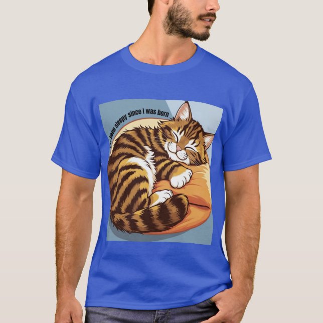 T-Shirt blue cat patterned (Front)