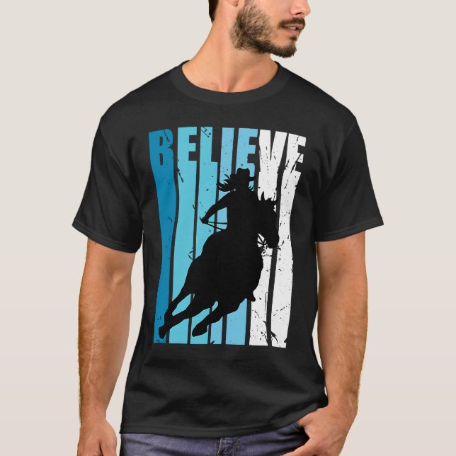 T-shirt Blue Cowgirls Horse Rider Retro Southern Co (Devant)