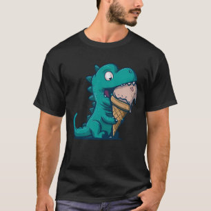 T-shirt Blue Dino aime la crème glacée - Drôle Cartoon Art