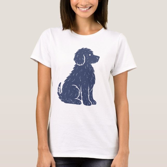 T-shirt Blue Dog Silhouette Minimal Art (Devant)