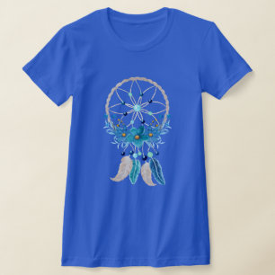 T-shirt Blue Dreamcatcher Design Boho élégant