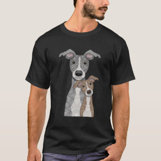 T-shirt Blue Et Fawn Deux Chiens Grisons Italiens
