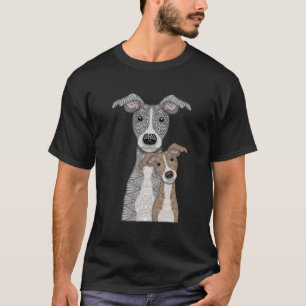 T-shirt Blue Et Fawn Deux Chiens Grisons Italiens