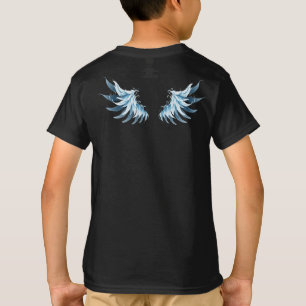 T-shirt Blue Glowing Angel Wings on black background