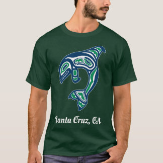 T-shirt Blue Green Native American Cruz Père Noël CA Orca