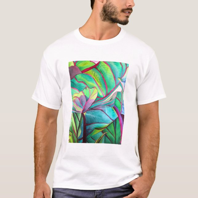 T-shirt Blue Hawaii Tropical leaf folios art (Devant)