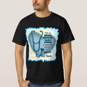 T-shirt Blue Heart Home Soins de santé Infirmière