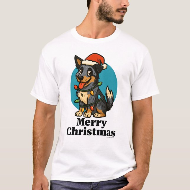 T-shirt Blue Heeler - Australian Cattle Dog Christmas  (Devant)