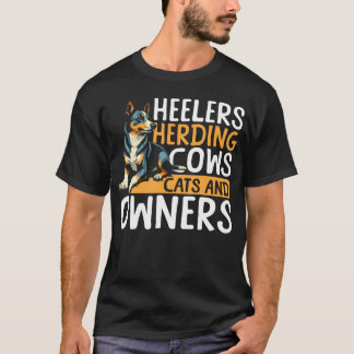 T-shirt Blue Heeler Gardant Vaches Chats Et Propriétaires