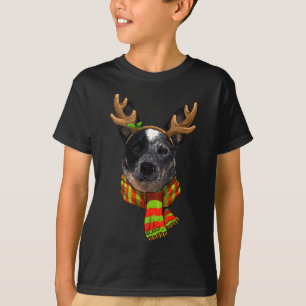 T-shirt Blue Heeler Noël Noël Xmas Reindeer Animateur Amou