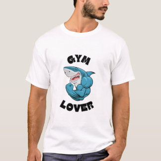 T-shirt Blue Illustrated Shark Gym Lover