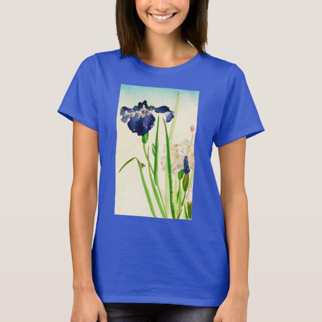 T-shirt Blue Iris - imprimé japonais aquarelle (Devant)