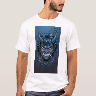 T-shirt Blue Korean Dokkaebi Oni Mask