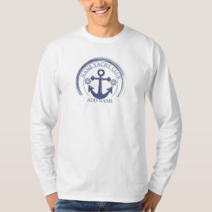 T-shirt Blue Nautical Ancre marina yacht club bateau Nom