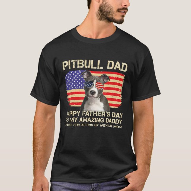 T-shirt Blue Nose Pitbull Dad Happy Fathers Day To My Amaz (Devant)