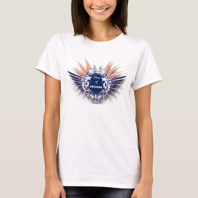 T-shirt Blue Orange Shield - Classe Graduelle De Chemise (Devant)