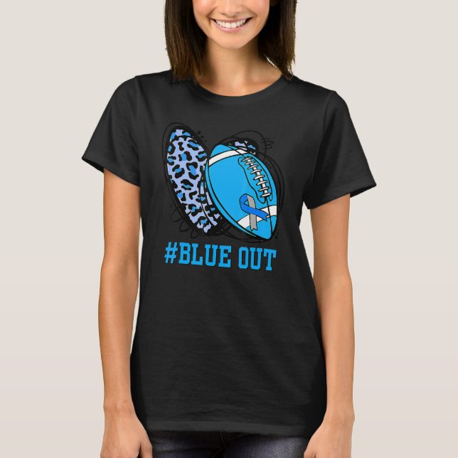 T-shirt Blue Out Football Tackle Diabetes Warrior Heart Le (Devant)