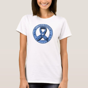 T-shirt Blue Paisley Awareness Blue Ribbon White Heart
