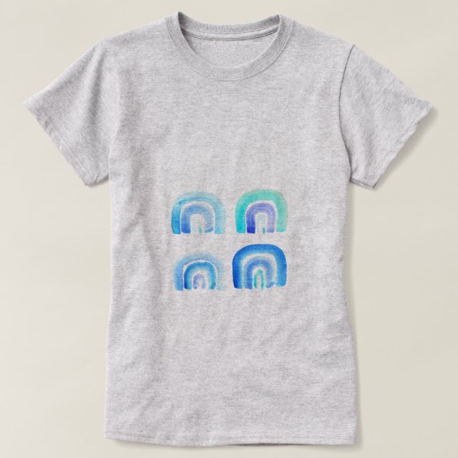 T-shirt Blue Pastel rétro arc-en-ciel (Design devant)
