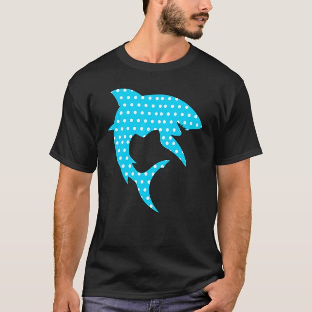 T-shirt Blue Polka Dot Shark Journée internationale du poi (Devant)