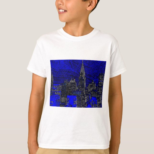 T-shirt Blue Pop Art New York (Devant)