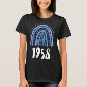 T-shirt Blue Rainbow Année De Naissance 1958 Anniversaire