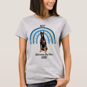 T-shirt Blue Rainbow Best Doberman Chien Maman
