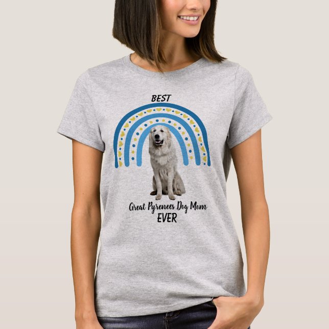 T-shirt Blue Rainbow Best Great Pyrenees Chien Maman (Devant)