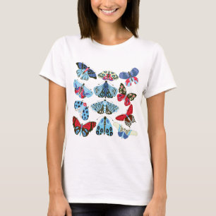 T-shirt Blue Red Moth et Butterfly