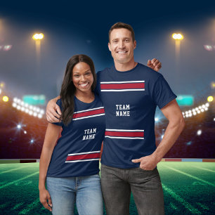 T-shirt Blue Red White Sports Jersey Nom de l'équipe Unise
