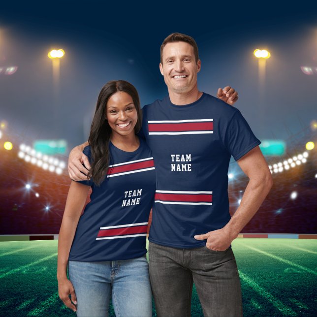 T-shirt Blue Red White Sports Jersey Nom de l'équipe Unise (Blue Red White Sports Jersey Team Name Unisex T-Shirt)