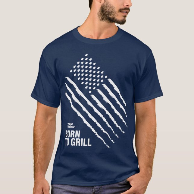 T-shirt Blue Rhino "American Flag : Né pour Grill" Hommes (Devant)